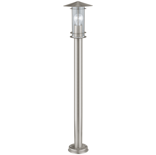 Lisio havelampe i Rustfri Stål med klar glasskærm, MAX 60W E27, Base 13 cm, diameter 17,5 cm, højde 100 cm.